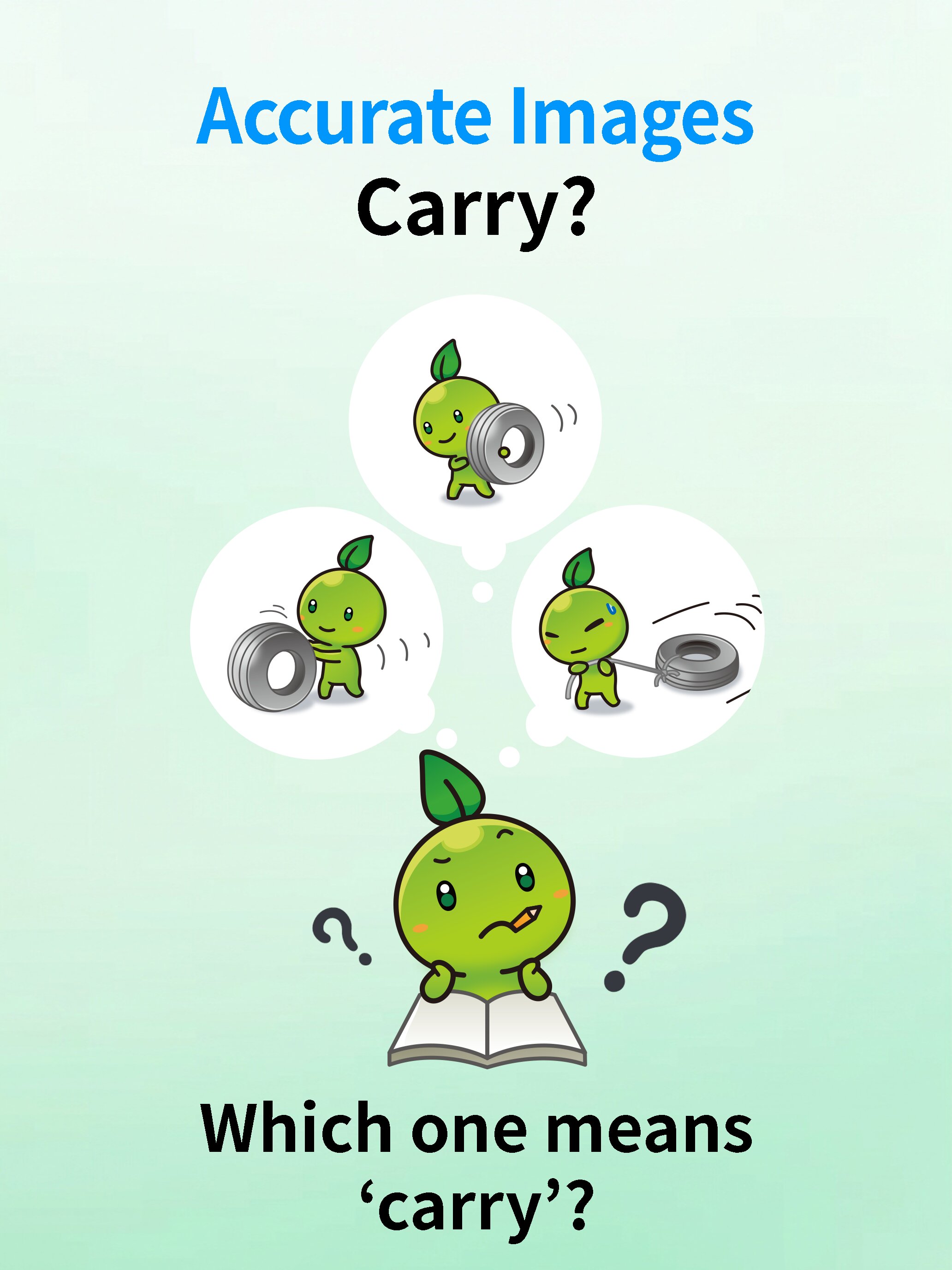carry 단어를 이미지로 설명하는 예시