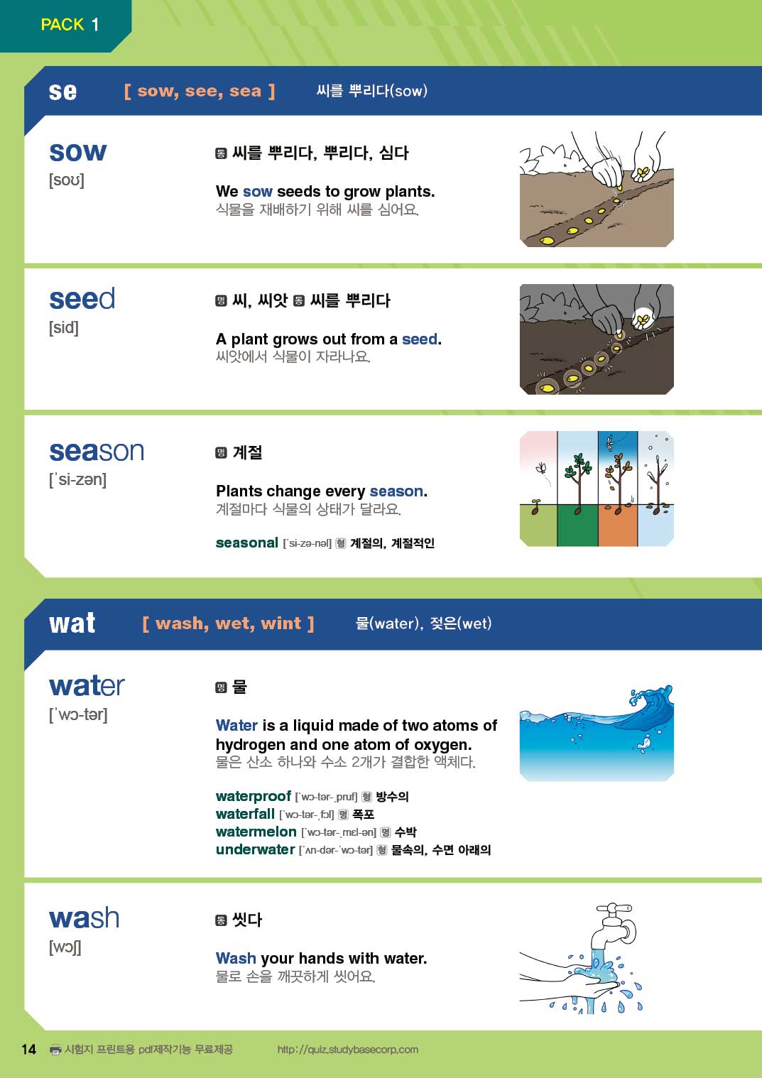 sow, seed, season 어원을 이미지로 설명